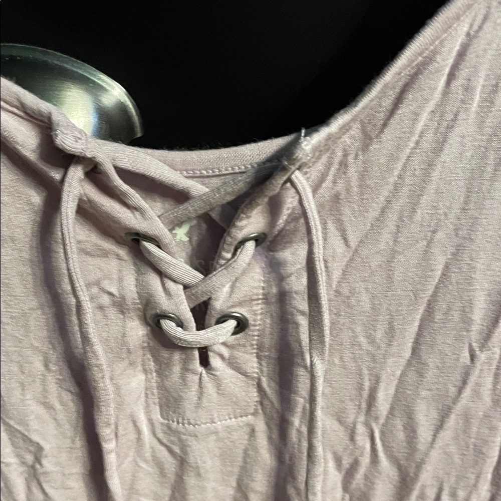 American Eagle Outfitters Soft & Sexy Light Pink Lace-Up Scoop Tank - Picture 3 of 7